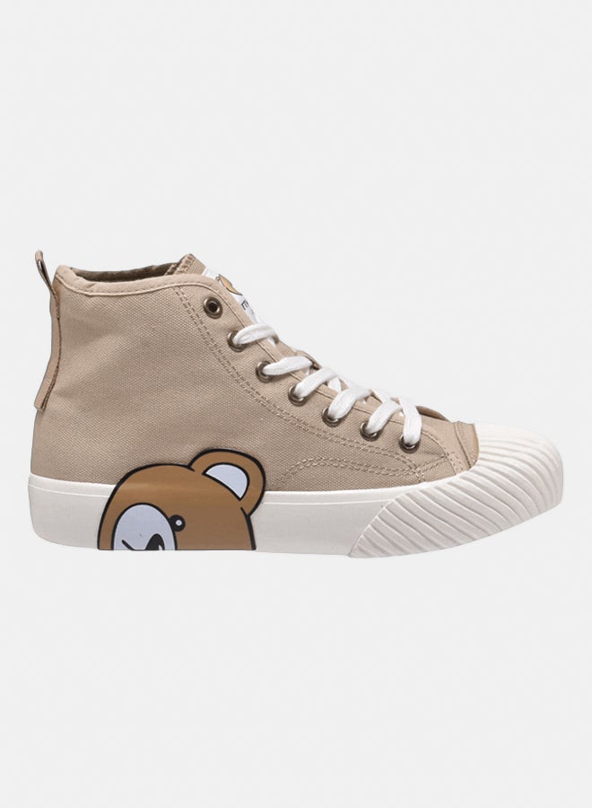 TTWN Bear TTWN High Top Khaki Canvas Side Bear Head Biscuit Shoes - Image 1